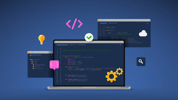 concept of computer programming or developing software or game - 系统软件开发 幅插畫檔、美工圖案、卡通及圖標